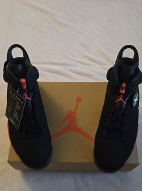 Jordan Retro 6 Infrared 'Salesman' Black Light Crimson Size 13 New With OG Box💥